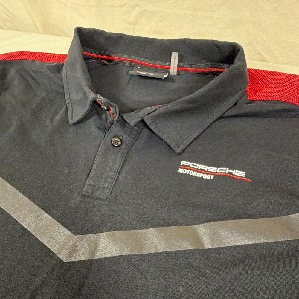 Porsche Motorsport Mens Black Red Polo Shirt 2XL